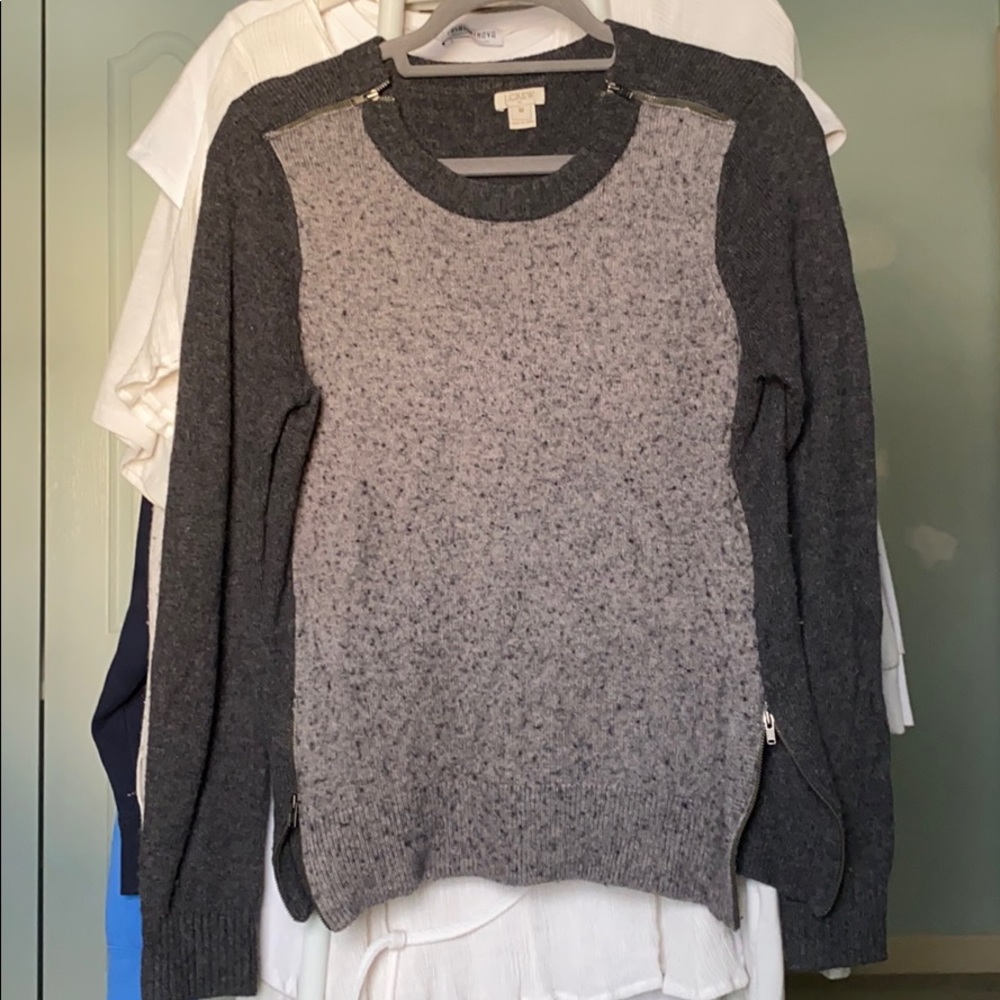 J Crew knit grey sweater with zipper